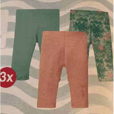 LUPILU 3 Kleinkinder Mädchen-Leggings, rosa/mint/grün-gemustert, Größe 110/116 – Bild 2