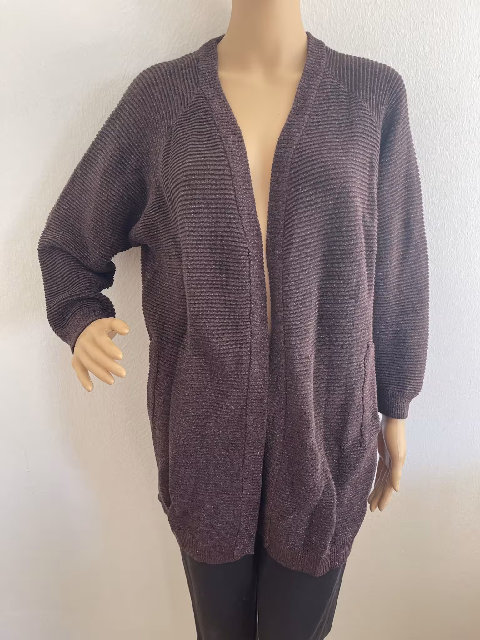 Zizzi Cardigan MCUBA mit Glitzergarn, in Bordeaux, Gr. 42/44 – Bild 2